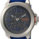HUGO BOSS Orange Men's Quartz Stainless Steel and Leather Casual Watch, Color Blue (Model: 1513355)