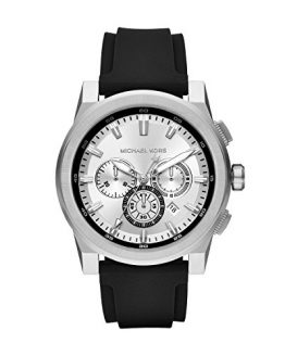 Michael Kors Men's Grayson Stainless Steel Analog-Quartz Watch with Silicone Strap, Black, 24 (Model: MK8596)