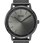 Hugo Men's #Exist - Ultra Slim Quartz Grey IP and Grey IP Mesh Bracelet Casual Watch, Color: Grey (Model: 1520012)