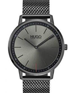 Hugo Men's #Exist - Ultra Slim Quartz Grey IP and Grey IP Mesh Bracelet Casual Watch, Color: Grey (Model: 1520012)