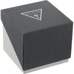 GUESS Black Genuine Leather Dress Watch with Stainless Steel Case. Color: Black