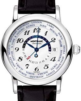 MontBlanc Star 106465 World Time GMT Men's Luxury Watch with Black Leather Strap