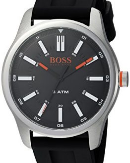 HUGO BOSS Men's Dublin Stainless Steel Quartz Watch with Rubber Strap, Black, 22 (Model: 1550042)