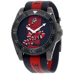 Gucci Dive Blue & Red Dial Nylon Strap Men's Watch YA136214