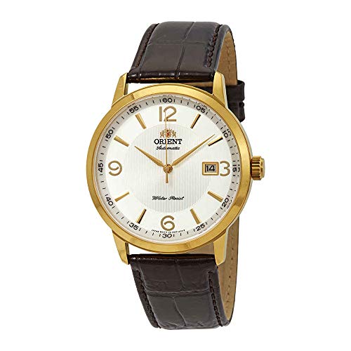 Orient Men's Symphony 41mm Brown Leather Band Steel Case Automatic White Dial Analog Watch FER27004W0