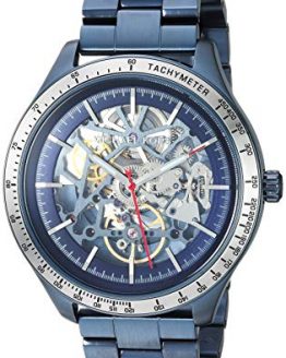 Michael Kors Men's Theroux Automatic-self-Wind Watch with Stainless-Steel-Plated Strap, Blue, 20 (Model: MK9039)
