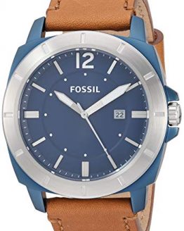 Fossil Watches Men's Stainless Steel Quartz Leather Strap, Brown, 24 Casual Watch (Model: BQ2323)