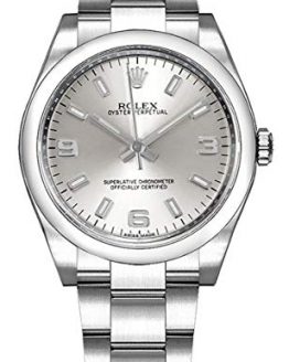 Rolex Oyster Perpetual Silver Dial 34mm Luxury Watch