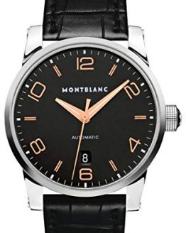 Montblanc Timewalker Automatic Black Dial Black Leather Mens Watch 110337