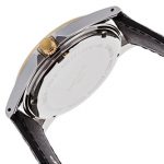 Glycine Men's Black Genuine Leather White Dial Gold-Tone Bezel Watch