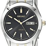 Seiko Men's SNE047 Two-Tone Solar Black Dial Watch