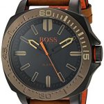 BOSS Orange Men's Stainless Steel Quartz Watch with Leather Calfskin Strap, Brown, 20.5 (Model: 1513314)