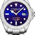 Mens Swiss Automatic Stainless Steel Professional"DEPTHMASTER" Dive Watch, 200 Meters Water Resistant, Brushed and Polished Bracelet with Divers Safety Clasp and Screw Down Crown (Blue)