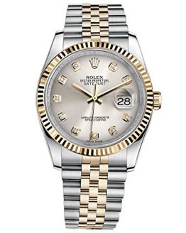 Rolex Datejust 36 Steel Yellow Gold Watch Steel Silver Diamond Dial 116233
