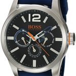 HUGO BOSS Orange Men's Quartz Stainless Steel and Leather Casual Watch, Color:Blue (Model: 1513250)