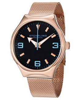 Stuhrling Original Men's 184.334451 Aviator Falcon Eagle Elite Swiss Quartz Rose Tone Watch