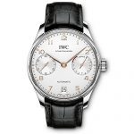 IWC Portugieser Automatic Silver Dial Black Strap Mens Watch IW500704