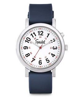 Speidel Scrub Glow Watch for Medical Professionals with Scrub Matching Navy Blue Silicone Band, Easy to Read Light Up Dial, Second Hand, Military Time for Nurses, Doctors, Students