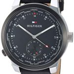 Tommy Hilfiger Men's Quartz Watch with Leather Calfskin Strap, Black, 19.4 (Model: 1791552)