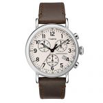 Timex Men's 41 mm Standard Chronograph Leather Strap Cream/Brown One Size