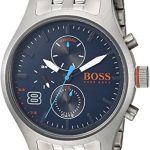 HUGO BOSS Men's Amsterdam Quartz Watch with Stainless-Steel Strap, Silver, 20 (Model: 1550023)