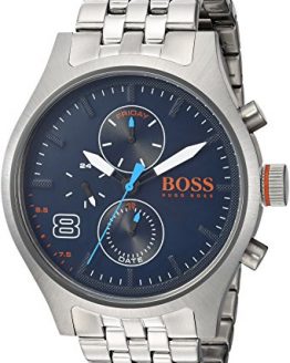 HUGO BOSS Men's Amsterdam Quartz Watch with Stainless-Steel Strap, Silver, 20 (Model: 1550023)