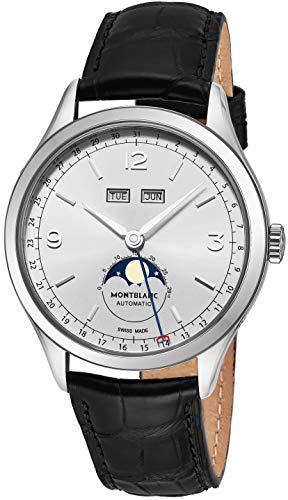 Montblanc Heritage Chronometrie Perpetual Calendar Automatic Silvery White Dial Black Leather Mens Watch 112538