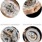 Stuhrling Original Mens Stainless Steel, Rose Gold Plated, Automatic Watch, Silver Skeleton Dial