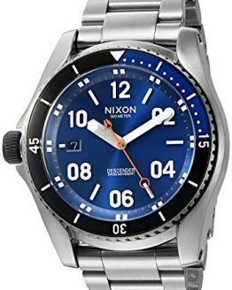 Nixon Men's A9591258-00 Descender Analog Display Swiss Quartz Silver Watch