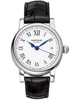 Montblanc 107115 Star Date Automatic Silver Dial Black Leather Men's Watch