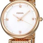 Fossil Women's Carlie Stainless Steel Quartz Watch with Strap, Rose Gold, 12 (Model: ES4429)