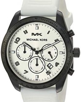 Michael Kors Men's Keaton Stainless Steel Quartz Watch with Silicone Strap, Black/White, 22