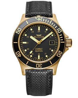 Glycine Men's Sub Combat 42mm Automatic Watch GL0186 Gold Color, Black Band