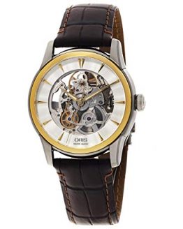 Oris Artelier Skeleton Automatic Steel & Gold Tone Mens Strap Watch 734-7670-4351-LS