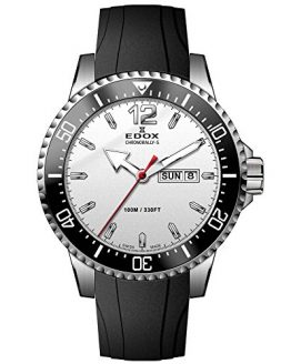 Edox Men's Chronorally -S Stainless Steel Quartz Sport Watch with Rubber Strap, Black, 20 (Model: 84300 3CA ABN)