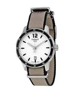 Tissot Men's Quickster Stainless Steel Quartz Watch with Nylon Strap, Silver, 19 (Model: T0954101703700)