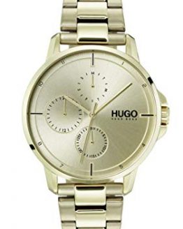 Hugo Men's #Focus Quartz Ice Gold IP and Ice Gold Bracelet Casual Watch, Color: Gold (Model: 1530026)