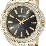 Seiko Men's Crystal Solar Japanese-Quartz Watch with Two-Tone-Stainless-Steel Strap, 21 (Model: SNE458)