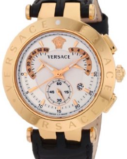 Versace Men's 23C80D002 S009 "V-Race" Rose Gold-Plated Watch with Black Leather Band