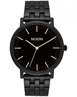 NIXON Porter A1057 - All Black/Gold - 50m Water Resistant Men's Analog Classic Watch (40mm Watch Face, 20-18mm Stainless Steel Band)