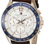 Tommy Hilfiger Men's 1791118 Sophisticated Sport Watch with Brown Leather Band