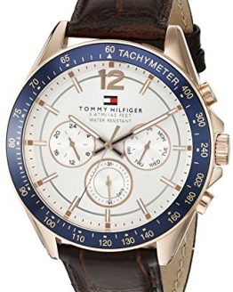 Tommy Hilfiger Men's 1791118 Sophisticated Sport Watch with Brown Leather Band