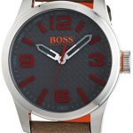 BOSS Orange Men's Stainless Steel Quartz Watch with Leather Calfskin Strap, Beige, 24 (Model: 1513351)