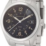 Hamilton Men's Khaki Field Swiss-Quartz Watch with Stainless-Steel Strap, Silver, 20 (Model: H68551133)