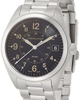 Hamilton Men's Khaki Field Swiss-Quartz Watch with Stainless-Steel Strap, Silver, 20 (Model: H68551133)