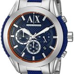 Stylish Armani Exchange AX1386 Men's Chronograph Watch with a blue dial, stainless steel bracelet, and chronograph features – ideal for both casual and formal wear. 