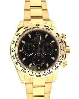 Rolex Cosmograph Daytona 40 Black Dial Gold Men's Watch 116508