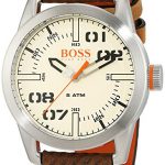 Upgrade Your Style with HUGO BOSS Men's Oslo Quartz Watch in Stainless Steel with Brown Leather Calfskin Strap.