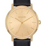 Nixon Men's 'Porter Leather' Quartz Stainless Steel Casual Watch, Color:All Gold Black(Model: A1058510)