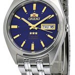 Orient #FAB0000DD Men's 3 Star Stainless Steel Blue Dial Day Date Automatic Watch